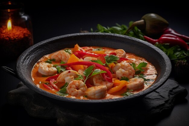 Photo delicious brazilian food stew moqueca with colorful ingredients