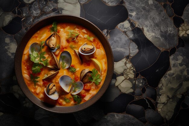 Photo delicious brazilian food stew moqueca with colorful ingredients