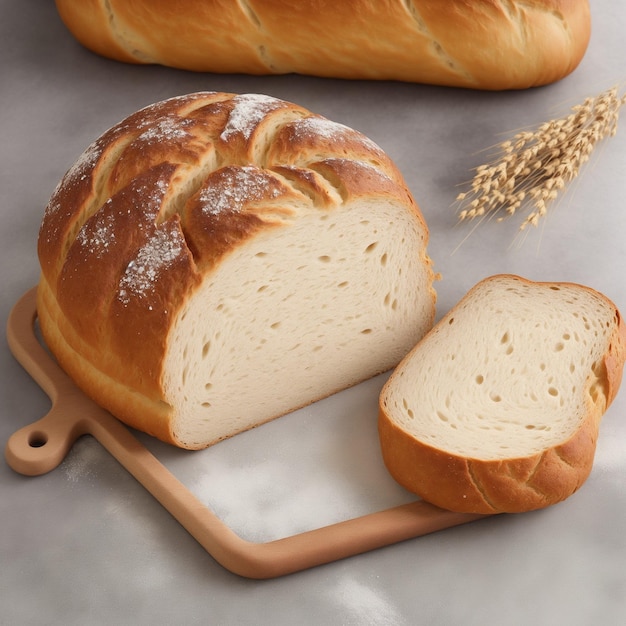 вкусный хлеб на сером фоне