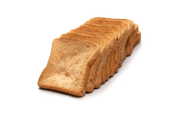 Delicious bread slices isolated on a white surface