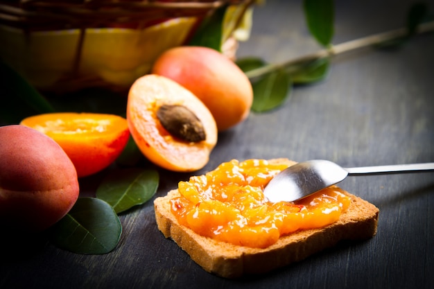 delicious bread with apricot jam