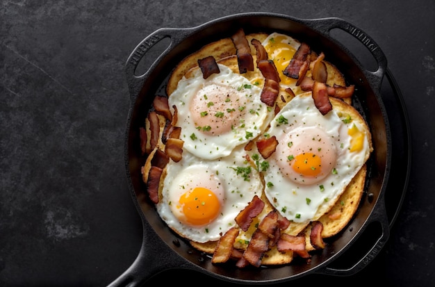 Photo delicious breakfast delights bacon eggs and potatoes