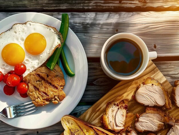 写真 おいしい朝食コーヒー卵トースト