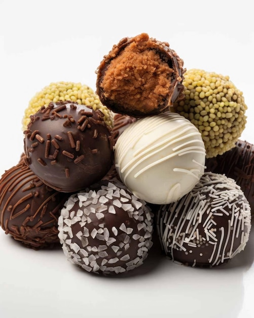 Delicious Brigadeiro Braziliaans gerecht met donkere studio achtergrond