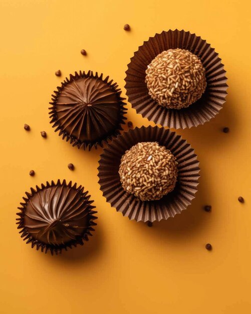 Delicious brigadeiro brazilian food dish with dark studio background