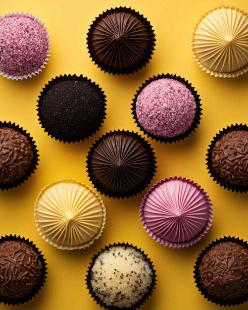 Foto delizioso piatto brasiliano brigadeiro con sfondo scuro in studio