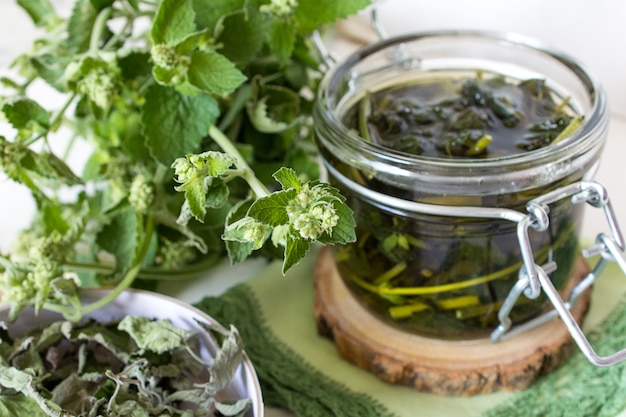 Delicious broth tea mint lemon balm, floral water