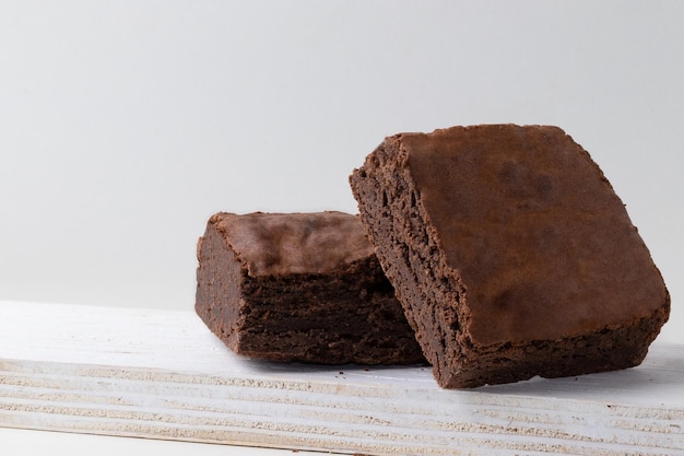 Delicious brownie isolated on white background