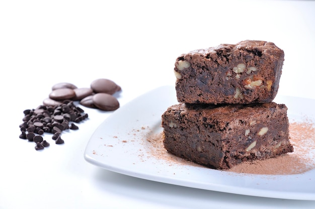 Photo delicious brownie with walnuts