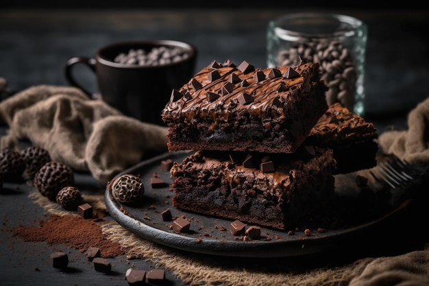 Delicious brownies with chocolate