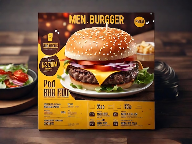 Delicious Burger Delights PSD Food Menu voor uw restaurants Social Media Posts