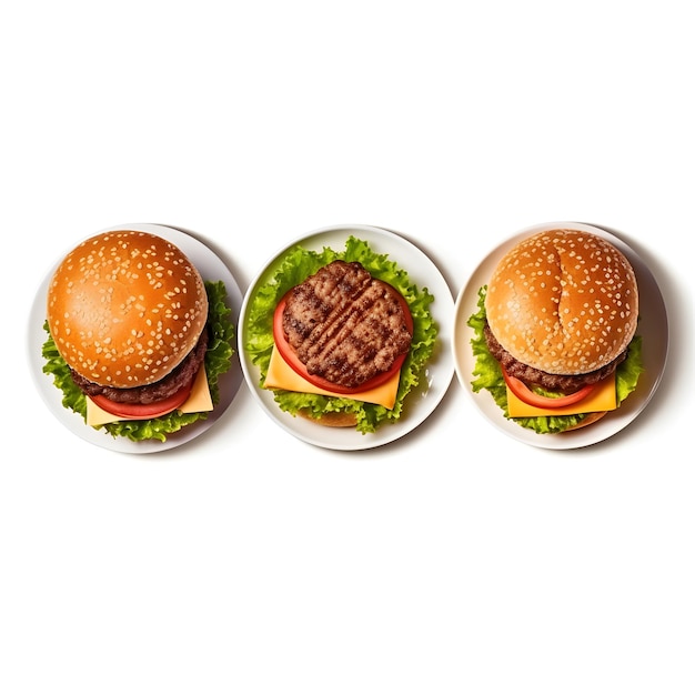 Delicious Burger op een bord geïsoleerd op een witte achtergrond heerlijke cheeseburgers
