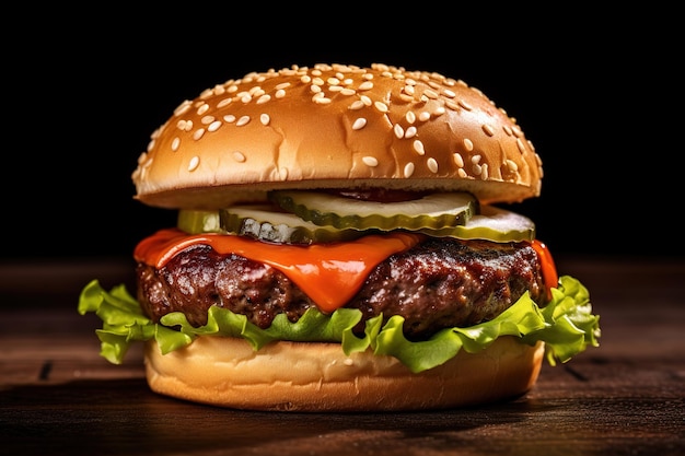 Delicious burger Photo Realistic Ultra Realistic