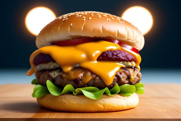 Delicious Burger Photography Food background AI Image Generated