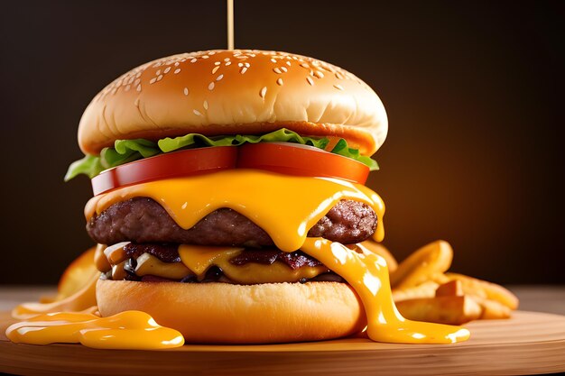 Delicious Burger Photography Food background AI Image Generated