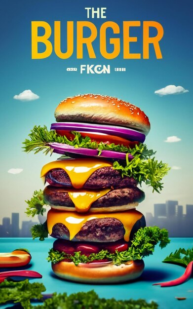 Photo delicious burger poster