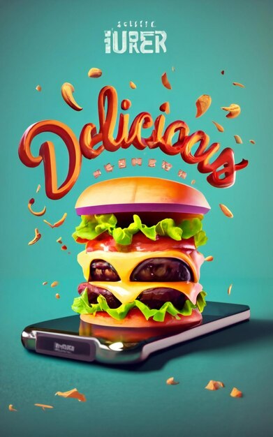 Photo delicious burger poster