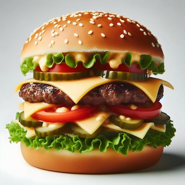 Delicious burger on white background