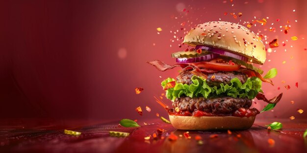 delicious burger with fast food cutlet Generative AI