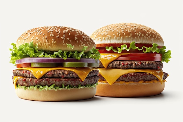 Delicious Burgers on a White Background