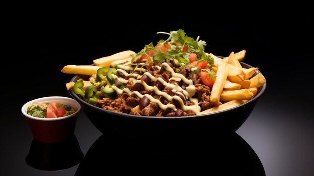 Delicious Burrito Meal With French Fries And Soda In A Stylish Bowl