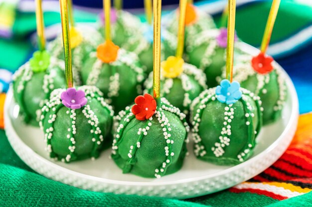 Delicious cactus cake pops for cinco de mayo celebration