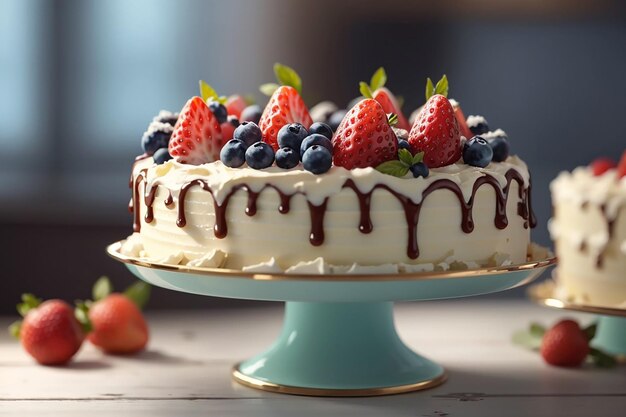 delicious cake on cakestand