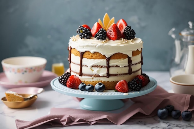 delicious cake on cakestand