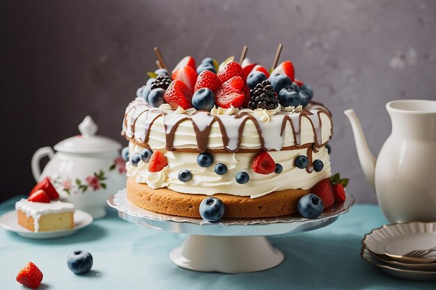 delicious cake on cakestand