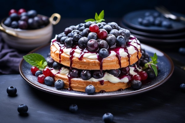 Delicious cake with blueberries