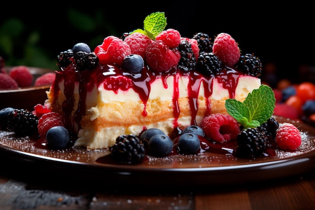 delicious cake with fresh berries