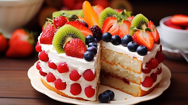 Delicious Cake with Fruits