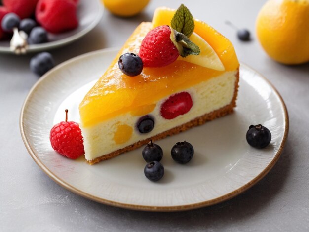 Delicious cake with fruits