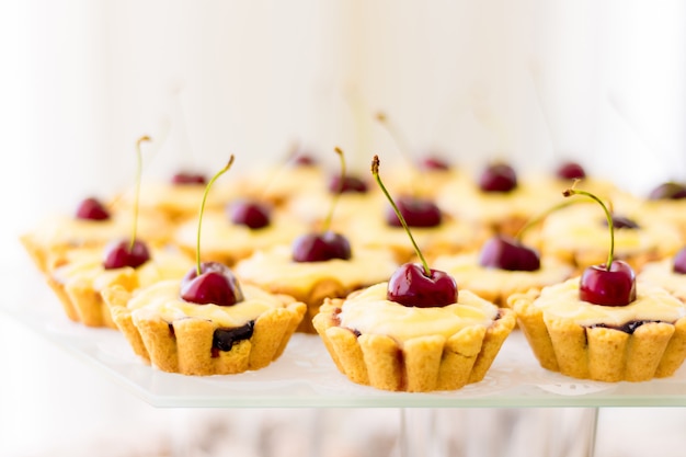 Delicious cakes with cherries. Excellent dessert for the holiday