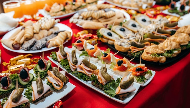 Delicious canapes as event dish in restaurant close up