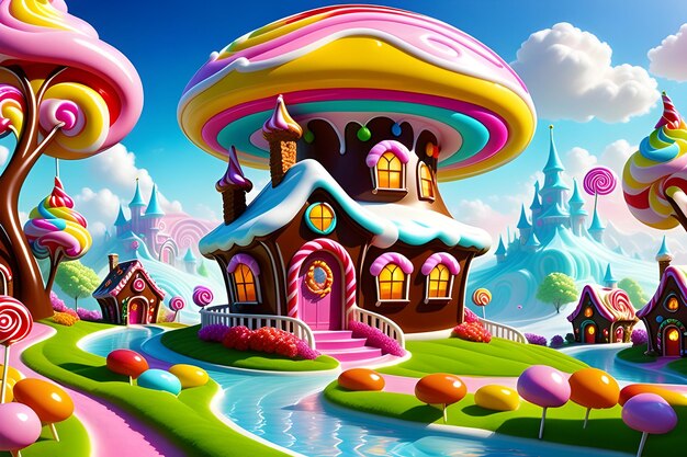 Delicious candy house fairytale concept