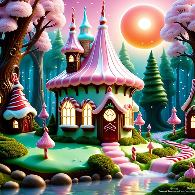 Delicious candy house fairytale concept