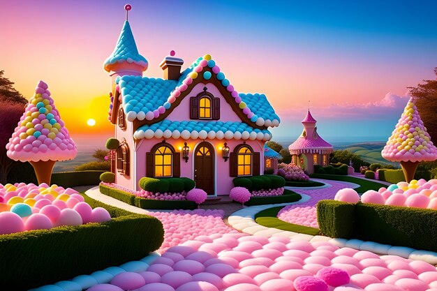 Delicious candy house fairytale concept