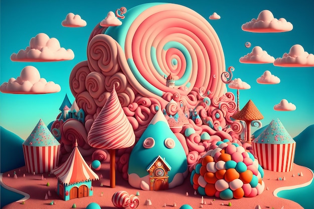 Delicious Candy Land. 3d render