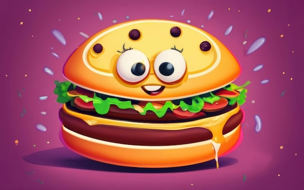 Photo delicious cartoon style fast food