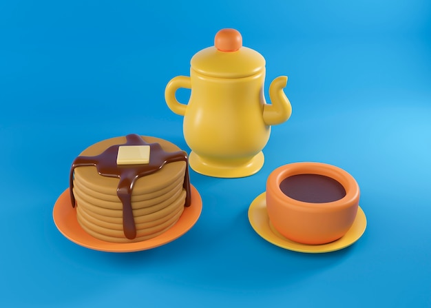 Delicious cartoon style pancakes