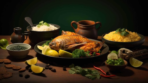 Delicious Caruru brazilian food dish with dark studio background