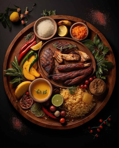 Вкусное бразильское блюдо Каруру на темном студийном фоне