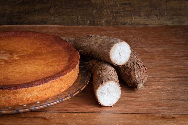 Delicious cassava cake on the plate