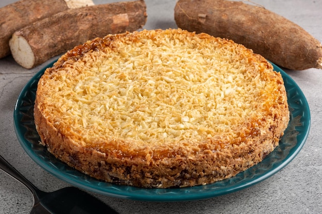 Delicious cassava cake on the table