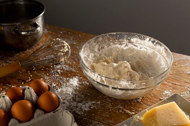 Foto deliziosa composizione per fare il pane al formaggio