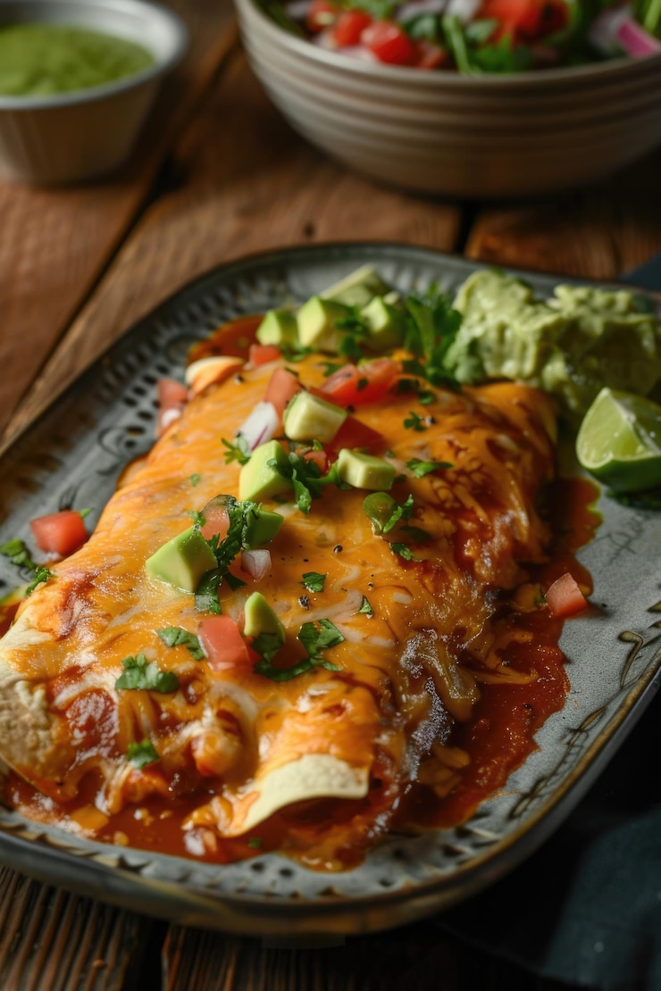Photo delicious cheese enchiladas with fresh herbs on a plate