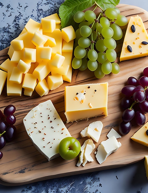 Delicious Cheese Photography Flat Lay Mix met druiven en kopieerruimte