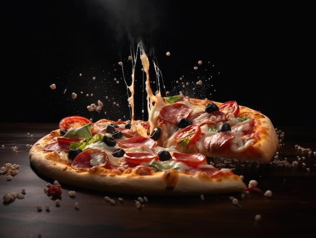 Delicious cheese pizza cinematic food generative ai