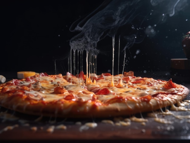 Delicious cheese pizza cinematic food generative ai